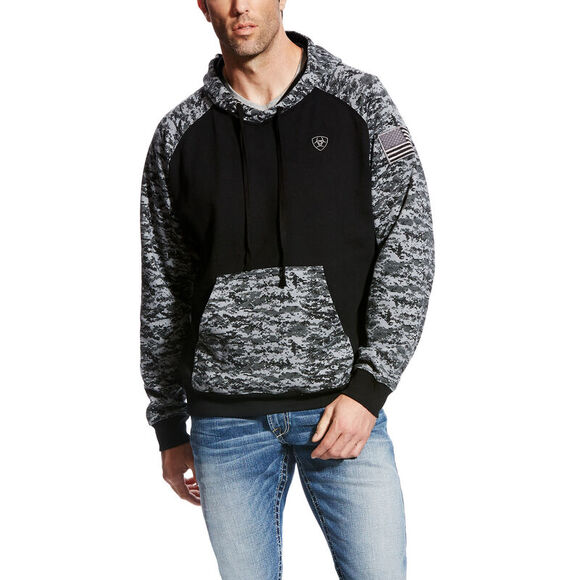 Ariat Patriot Pullover Hoodie in Black Digital Camo Men's Size XXL - Picture 1 of 6